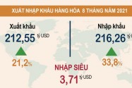 Kim ngạch xuất khẩu 8 tháng tăng 21,2% so với cùng kỳ